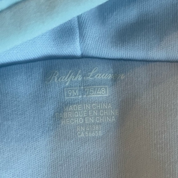 Ralph Lauren Quilted Velour Hooded Cape 9 mo Beryl Blue - Picture 6 of 8